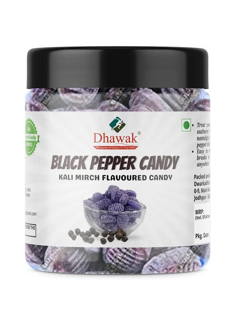 Dhawak Combo Of Candies Orange, Black, Paan, & Mint Candy 300 Gms Each|Jar Pack Pudina, Black Pepper (4 X 0.3 Kg) - Indya