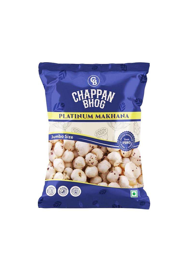 Chappan Bhog Platinum Makhana 100G 6 Suta Jumbo Foxnuts Phool Makhana Premium Raw Makhana Lotus Seeds High Protein Gluten Free Healthy Snack Ready To - Indya