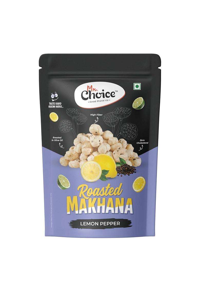 Mr Choice Roasted Flavoured Makhana Foxnuts Healthy Crunchy Snack Cholesterol Free Gluten Free Rich In Protein Calcium Zero Trans Fat Roasted In Olive - Indya