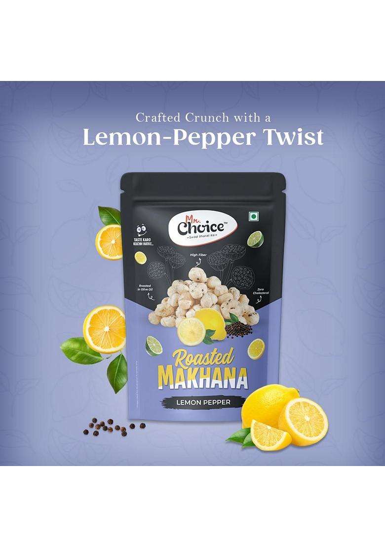 Mr Choice Roasted Flavoured Makhana Foxnuts Healthy Crunchy Snack Cholesterol Free Gluten Free Rich In Protein Calcium Zero Trans Fat Roasted In Olive - Indya