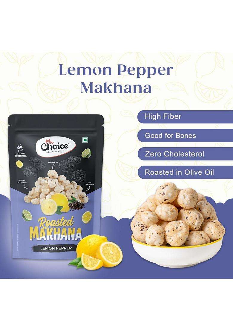 Mr Choice Roasted Flavoured Makhana Foxnuts Healthy Crunchy Snack Cholesterol Free Gluten Free Rich In Protein Calcium Zero Trans Fat Roasted In Olive - Indya
