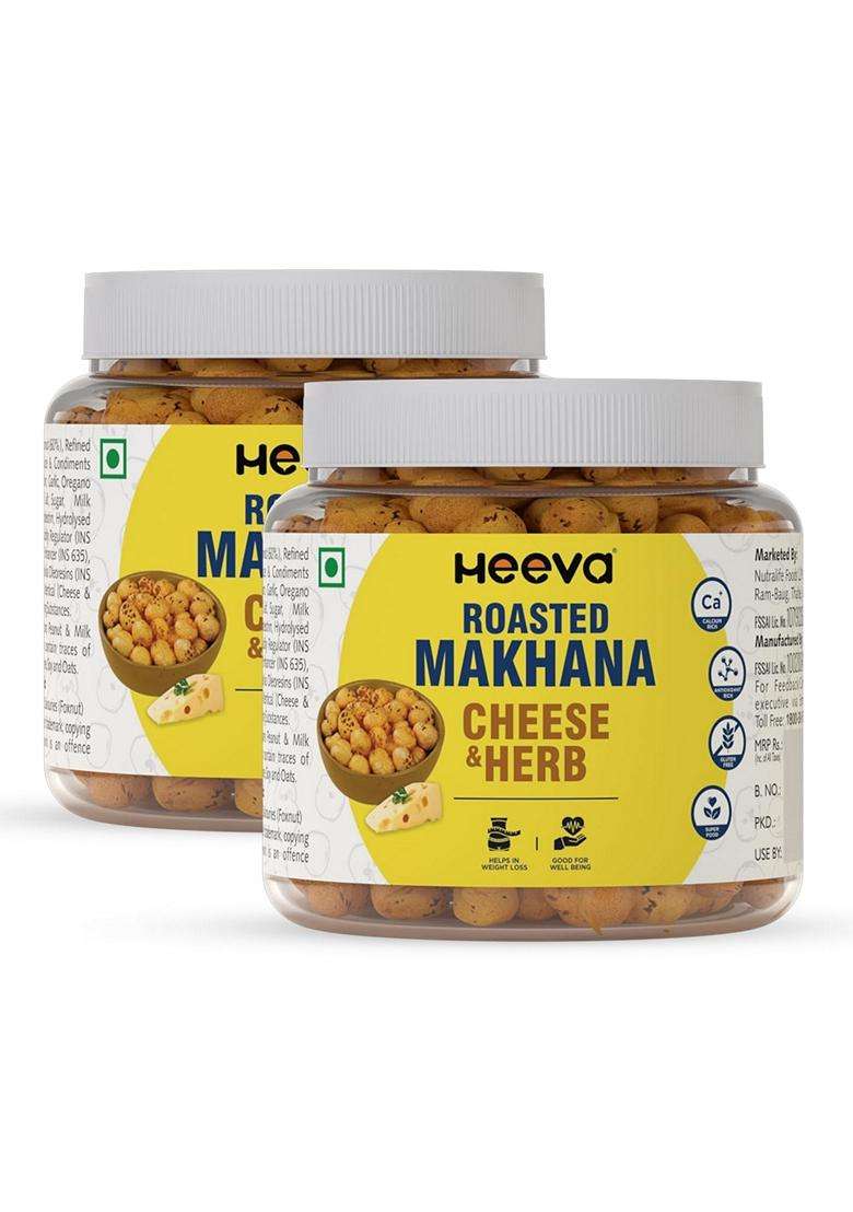 Heeva Roasted Makhana Cheese N Herb 100G Phool Makhana Fox Nuts Gluten Free Roasted Snack Not Fried Calcium Richpack Of 2 - Indya