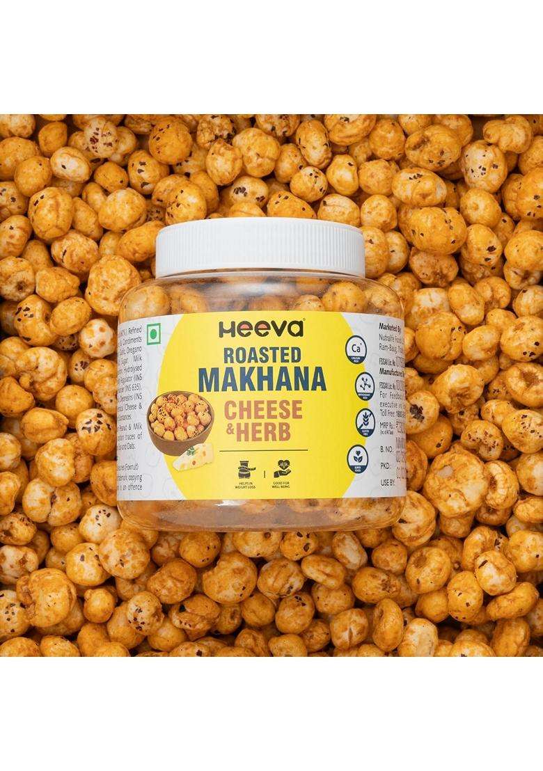 Heeva Roasted Makhana Cheese N Herb 100G Phool Makhana Fox Nuts Gluten Free Roasted Snack Not Fried Calcium Richpack Of 2 - Indya