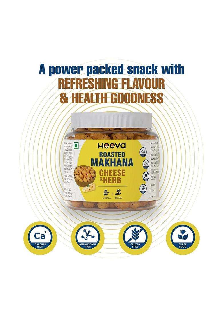 Heeva Roasted Makhana Cheese N Herb 100G Phool Makhana Fox Nuts Gluten Free Roasted Snack Not Fried Calcium Richpack Of 2 - Indya