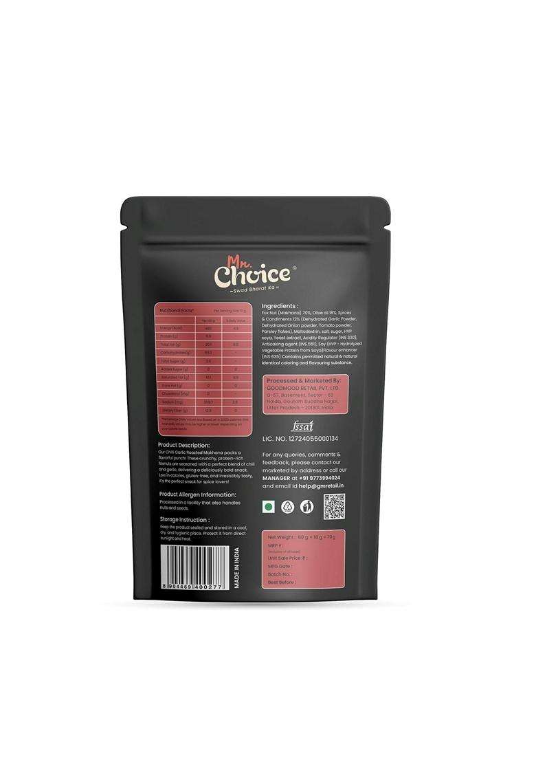 Mr Choice Roasted Makhana Healthy Crunchy Snack Cholesterol Free Gluten Free Rich In Protein Calcium Roasted In Olive Oil Foxnuts Phool Makhana Lotus - Indya