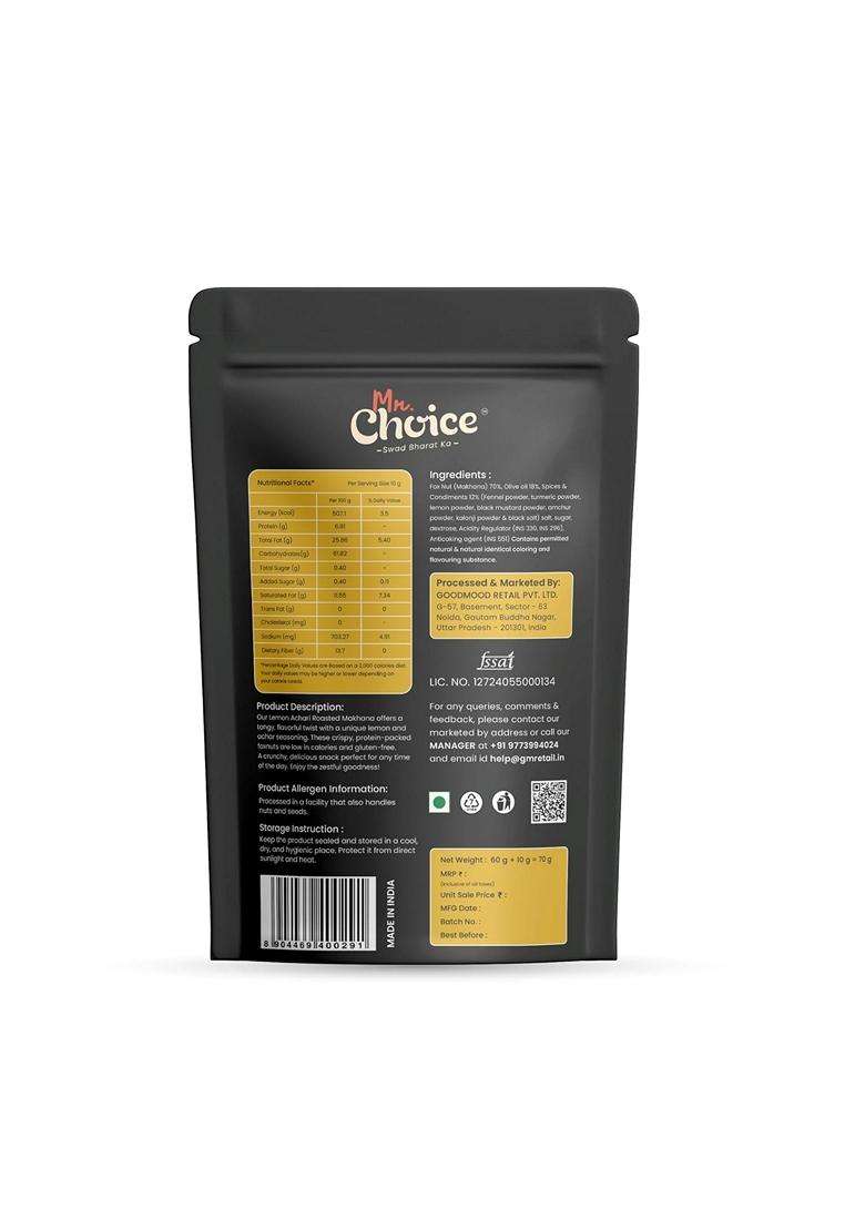 Mr Choice Roasted Makhana Healthy Crunchy Snack Cholesterol Free Gluten Free Rich In Protein Calcium Roasted In Olive Oil Foxnuts Phool Makhana Lotus - Indya