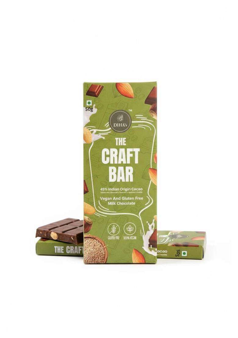 The Craft Bar 45 Indian Origin Cacao Vegan Glutenfree Milk Chocolate Plantbased Milk Chocolate Healthy Snack Premium Handcrafted Chocolate Bar 50G - Indya