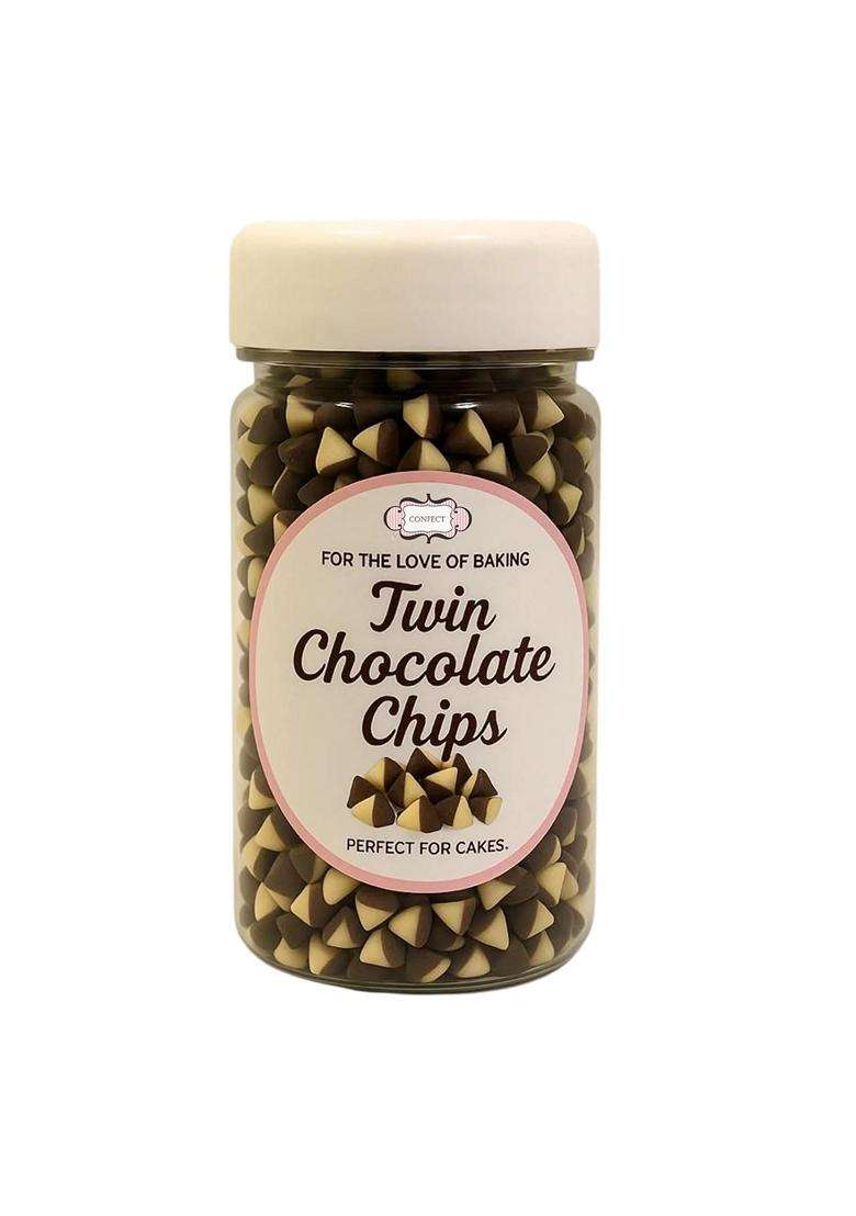 Confect Twin Chocolate Chips Mix Of White Dark Chocolate Baking Desserts Cookies Cakes Snacks Smooth Melty Chocolate Chunks Vegan Gluten Free 100Gms - Indya