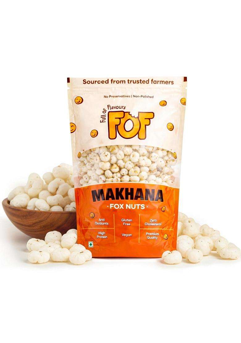 Full Of Flavours Premium Raw Makhana Fox Nuts Jumbo Size 5 Nonpolished Fresh Crunchy Gluten Free High Protein Healthy Superfood 250Gm - Indya