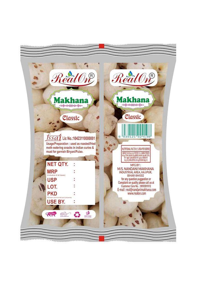 Realon Pure Phool Makhana Classic No Preservatives Are Added Natural Ready To Eat Healthy Snacks Fox Nuts 200 Gm - Indya