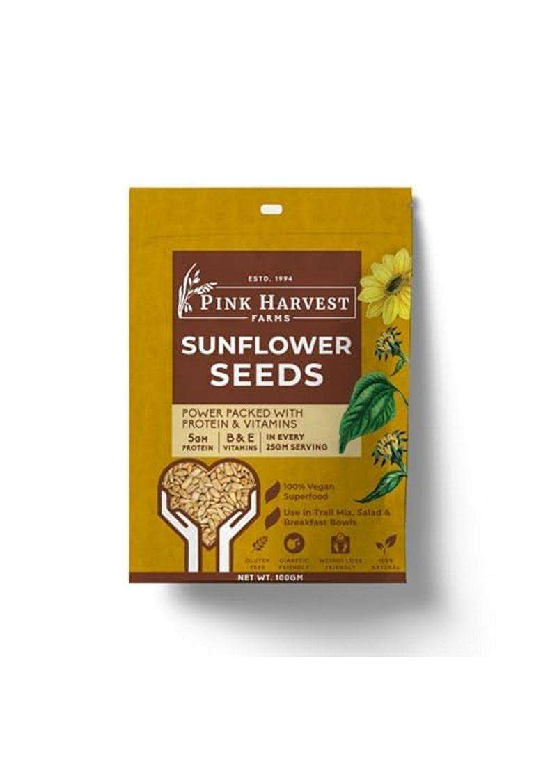 Pink Harvest Farms Sunflower Seeds 100 Gm Healthy Snacks High In Vitamin Fibre Protein Non Gmo Diet Food Gluten Free - Indya