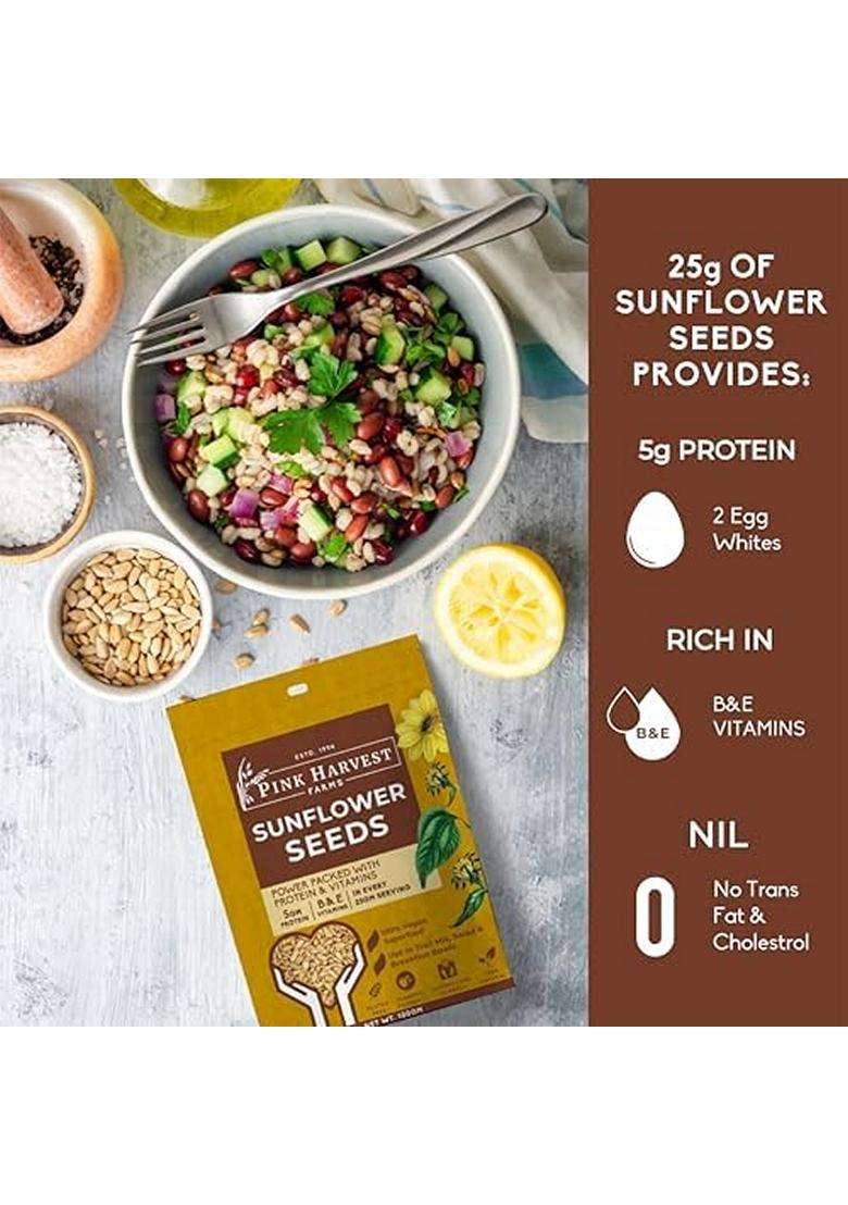 Pink Harvest Farms Sunflower Seeds 100 Gm Healthy Snacks High In Vitamin Fibre Protein Non Gmo Diet Food Gluten Free - Indya