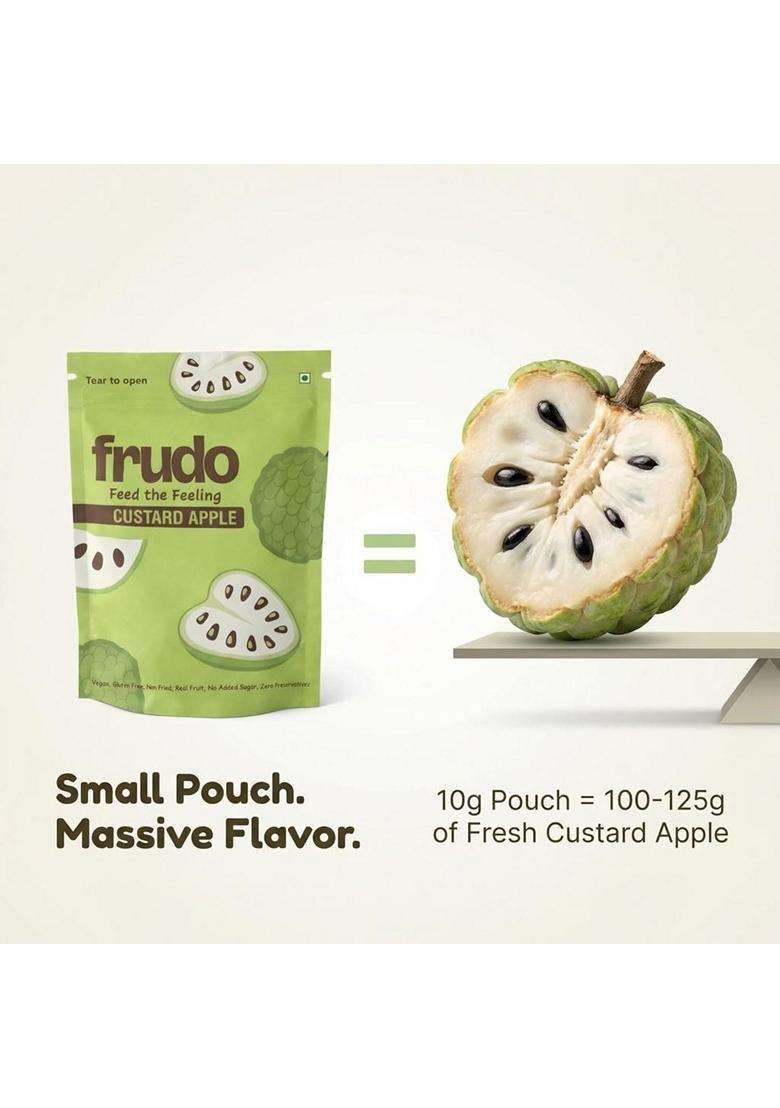 Frudo Real Custard Apple Freeze Dried Snack Crunchy Fruit Bites With No Added Sugar Vegan Gluten Free Fruit Snack For Kids Travel Yogurt And Milkshake - Indya