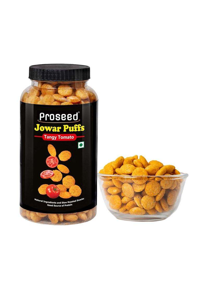 Proseed Jowar Puffs Tangy Tomato 150g x 1 Pack Slow Roasted And 100% Veg No Refined Flour Sugar And Trans-Fat Gluten Free No Palm Oil Healthy Travel Friendly Millet Snacks - Indya