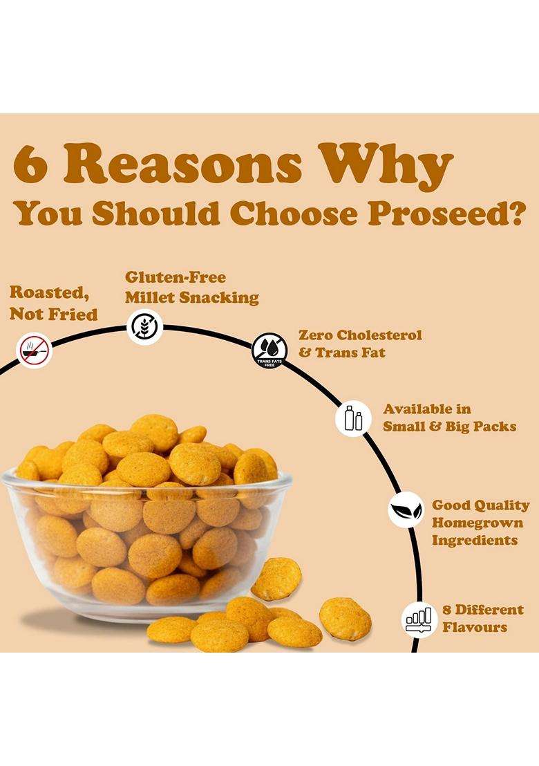 Proseed Jowar Puffs Tangy Tomato 150g x 1 Pack Slow Roasted And 100% Veg No Refined Flour Sugar And Trans-Fat Gluten Free No Palm Oil Healthy Travel Friendly Millet Snacks - Indya