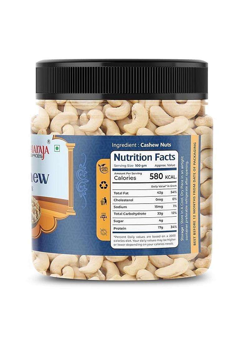 The Maharaja Spices Whole Cashews 250Gm Grade W320 Kaju Glutenfree Plant Based Protein Firm Texture Rich Taste Regularsized Nonsplit Healthy Snack - Indya