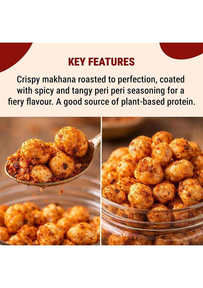 Madhubani Makhana Roasted Flavoured Peri Peri Salt Pepper Namkeen Snacks Puffed Snacks Healthy Snack Cholesterol Free Gluten Free Rich In Protein Fibe - Indya