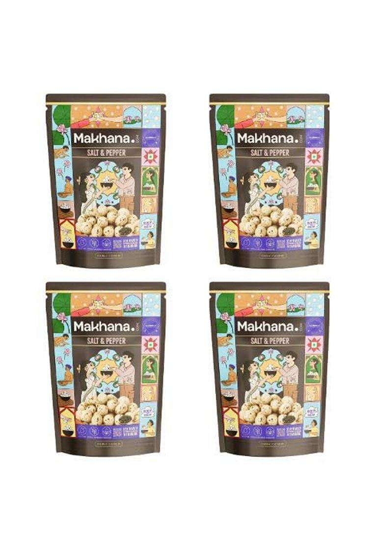 Madhubani Makhana Roasted Salt Pepper Fox Nuts Healthy Snack Gluten Free Cholesterol Free High Protein Fiber Rich Roasted In Olive Oil Crunchy Namkeen - Indya