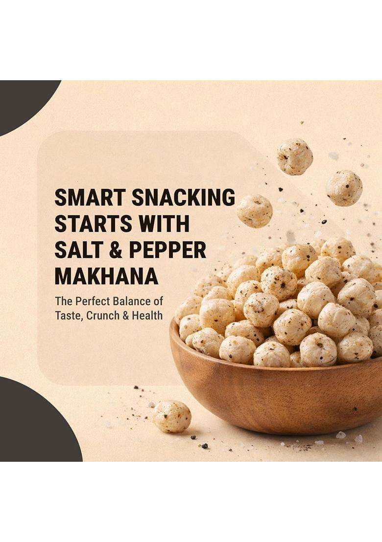 Madhubani Makhana Roasted Salt Pepper Fox Nuts Healthy Snack Gluten Free Cholesterol Free High Protein Fiber Rich Roasted In Olive Oil Crunchy Namkeen - Indya