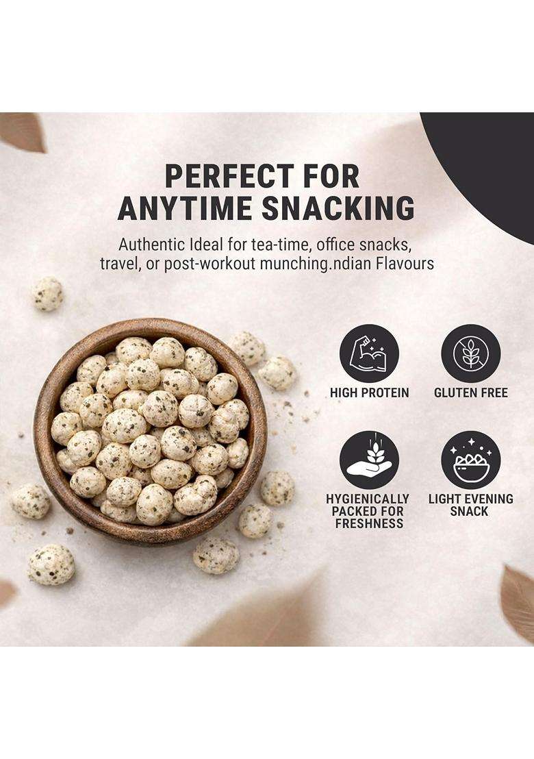 Madhubani Makhana Roasted Salt Pepper Fox Nuts Healthy Snack Gluten Free Cholesterol Free High Protein Fiber Rich Roasted In Olive Oil Crunchy Namkeen - Indya