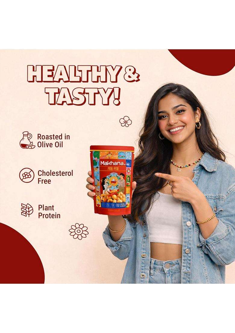 Madhubani Makhana Roasted Flavoured Peri Peri Salt Pepper Chatpata Pudina Creme Onion Makhana Namkeen Snacks Puffed Snacks Healthy Snack Cholesterol F - Indya