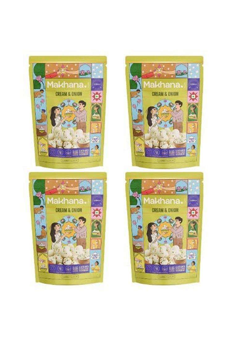 Madhubani Roasted Makhana Fox Nuts Combo Pack Peri Peri Salt Pepper Chatpata Pudina Cream Onion Healthy Namkeen Snacks Gluten Free Cholesterol Free Hi - Indya