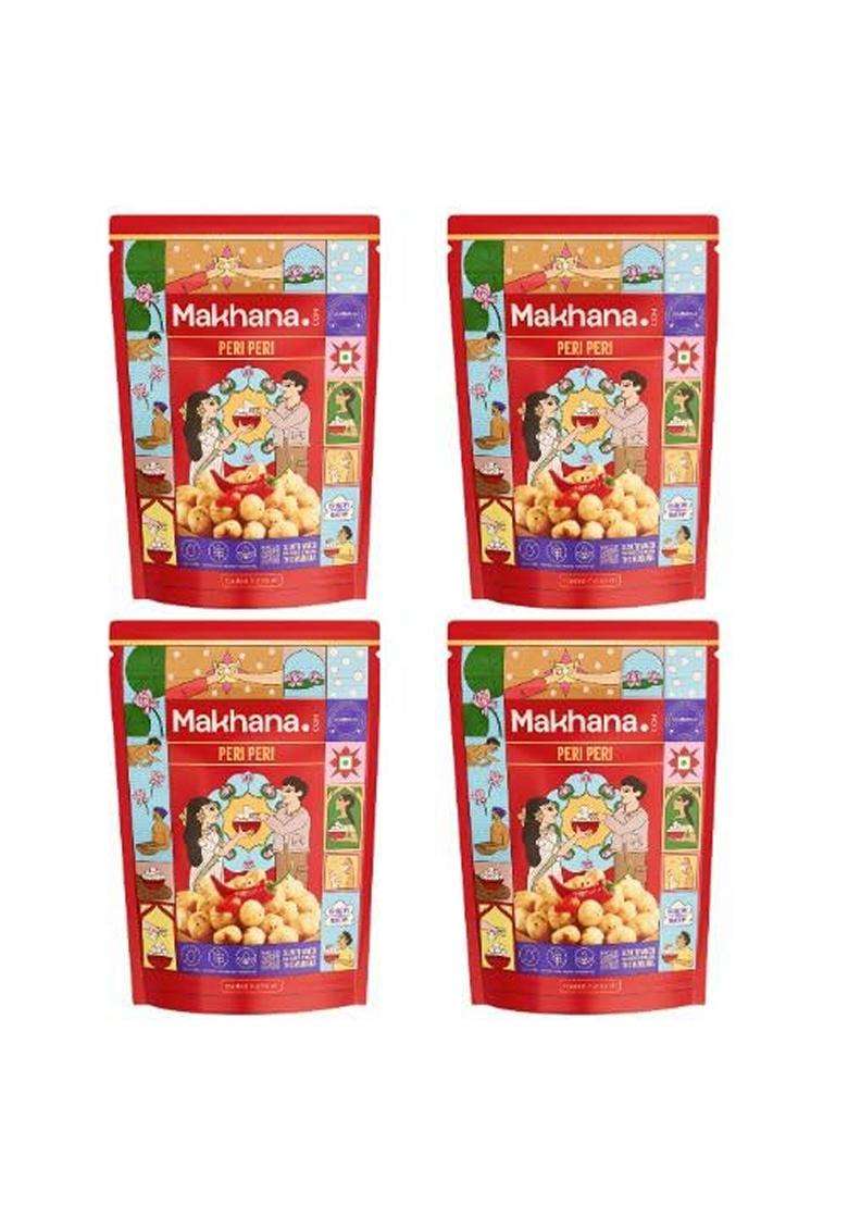 Madhubani Roasted Makhana Fox Nuts Peri Peri Flavor Healthy Namkeen Puffed Snacks Gluten Free Cholesterol Free High Protein Fiber Roasted In Olive Oil - Indya