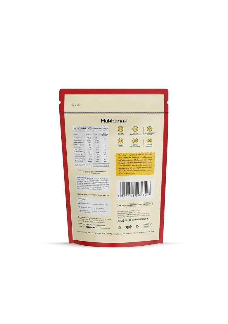 Madhubani Roasted Makhana Fox Nuts Peri Peri Flavor Healthy Namkeen Puffed Snacks Gluten Free Cholesterol Free High Protein Fiber Roasted In Olive Oil - Indya
