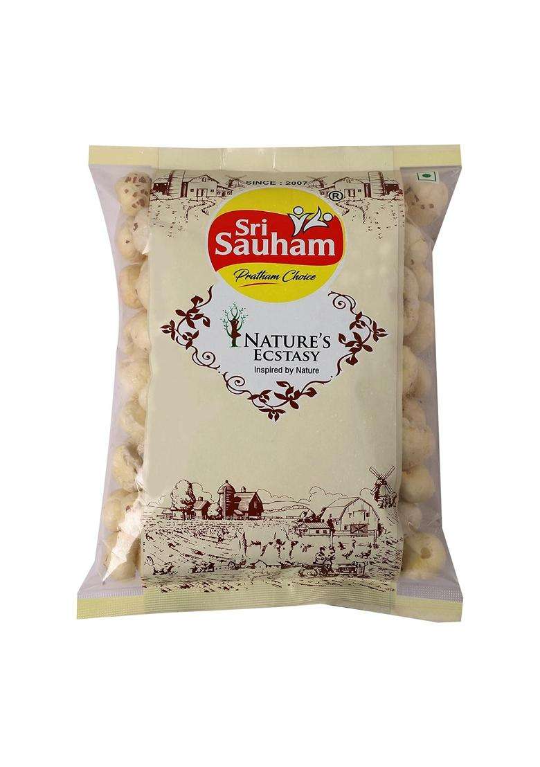 Sri Sauham Premium 100% Natural Raw Makhana - 100 gm Fox Nuts Lotus Seeds Rich in Calcium And Protein No Added Artificial Flavours or Preservatives Pesticide-Free And Gluten-Free - Indya