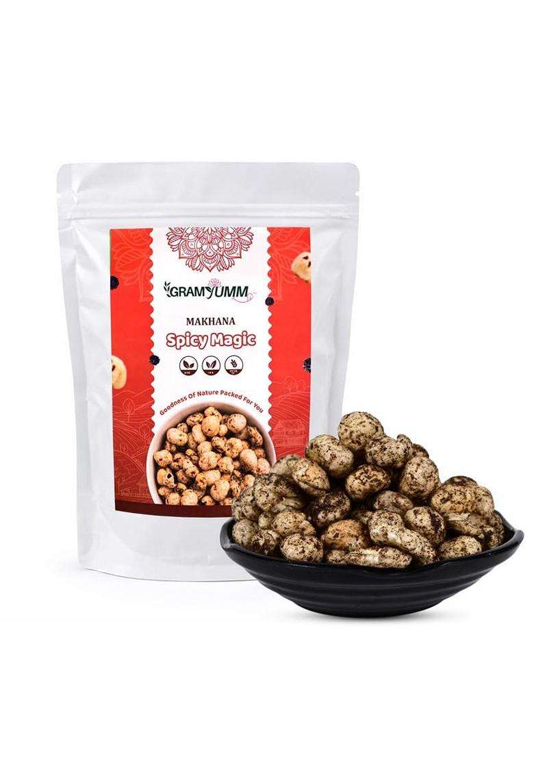 Roasted Makhana Spicy Magic Flavor Crunchy Foxnuts Healthy Snack Glutenfree Phool Makhana Rich In Calcium Protein Fiber Zero Cholesterol Fit For Fasti - Indya