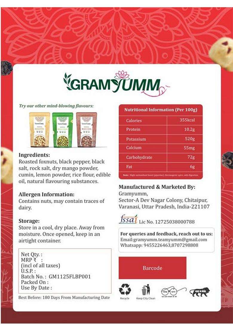 Roasted Makhana Spicy Magic Flavor Crunchy Foxnuts Healthy Snack Glutenfree Phool Makhana Rich In Calcium Protein Fiber Zero Cholesterol Fit For Fasti - Indya