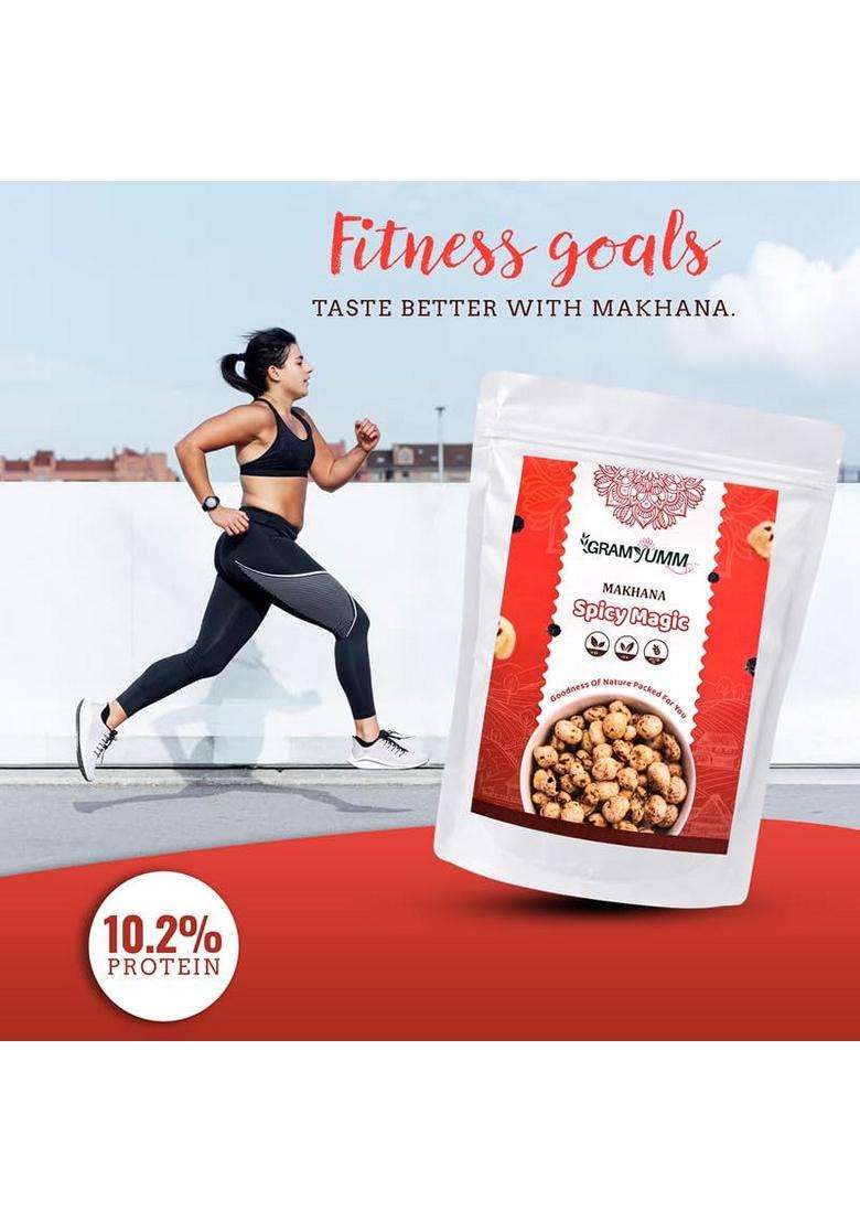 Roasted Makhana Spicy Magic Flavor Crunchy Foxnuts Healthy Snack Glutenfree Phool Makhana Rich In Calcium Protein Fiber Zero Cholesterol Fit For Fasti - Indya