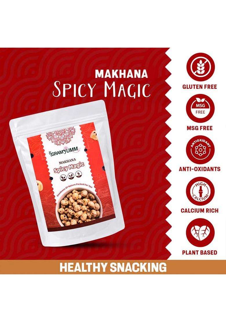 Roasted Makhana Spicy Magic Flavor Crunchy Foxnuts Healthy Snack Glutenfree Phool Makhana Rich In Calcium Protein Fiber Zero Cholesterol Fit For Fasti - Indya