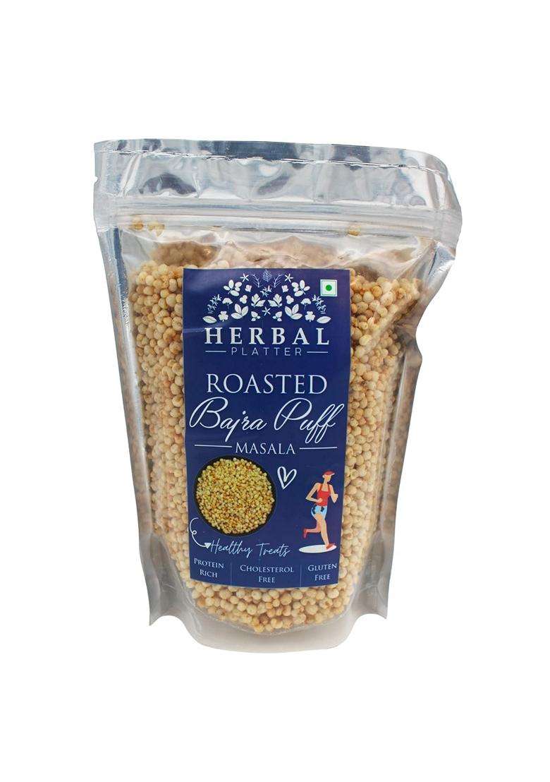 Herbal Platter Roasted Bajra Puff 100G Ready To Eat Millet Snack Light Crunchy Vegan Gluten Free Travelfriendly Standup Zipper Pouch - Indya