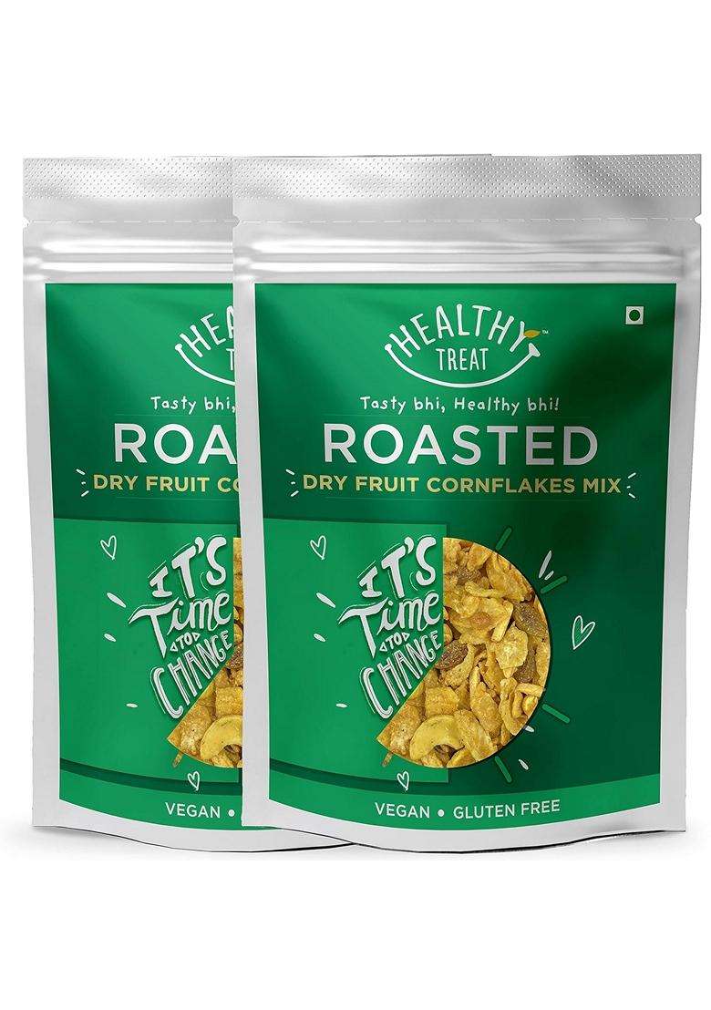 Healthy Treat Roasted Dry Fruit Cornflakes Mix 300 Gm Pack Of 2150 Gm Each Oil Free Premium Snack Gluten Free Vegan Roasted Snacks - Indya