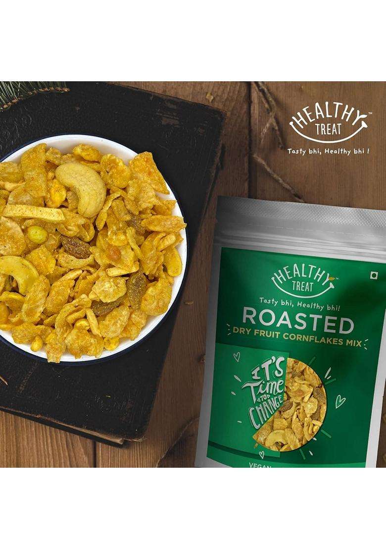 Healthy Treat Roasted Dry Fruit Cornflakes Mix 300 Gm Pack Of 2150 Gm Each Oil Free Premium Snack Gluten Free Vegan Roasted Snacks - Indya