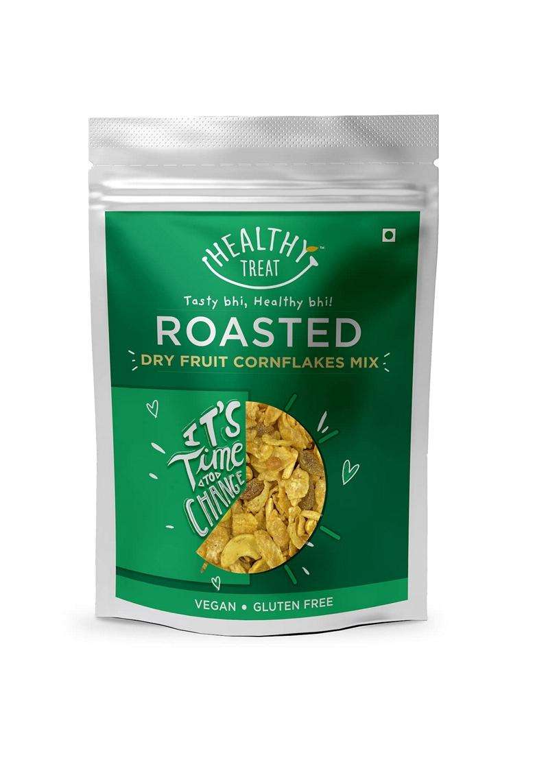 Healthy Treat Roasted Dry Fruit Cornflakes Mix 300 Gm Pack Of 2150 Gm Each Oil Free Premium Snack Gluten Free Vegan Roasted Snacks - Indya