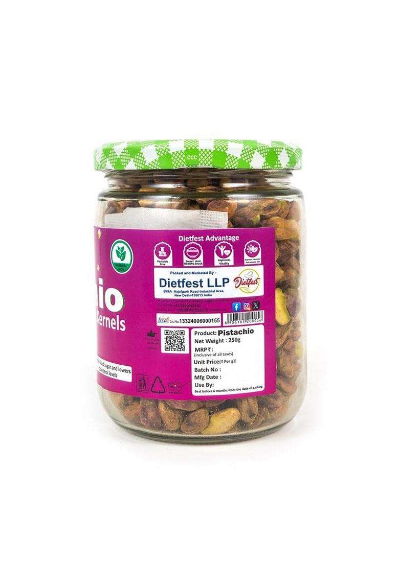 Dietfest Premium Pistachio Kernels 250G Super Crunchy Delicious Pistachios Rich In Protein Fiber Healthy Fats Vegan Gluten Free Dry Fruits For Daily S - Indya