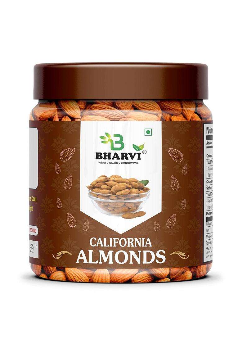Bharvi California Almonds Dried Badam High In Fiber Boost Immunity Real Nuts Gluten Free Zero Cholesterol 200Gm - Indya
