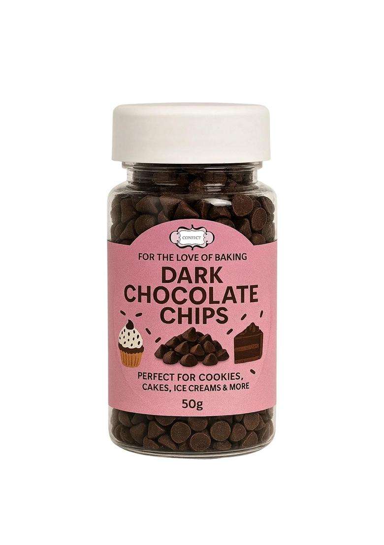 Confect Dark Chocolate Chips Rich Cocoa Flavor Baking Desserts Cookies Cakes Snacks Smooth Melty Chocolate Chunks Vegan Gluten Free 100Gms - Indya