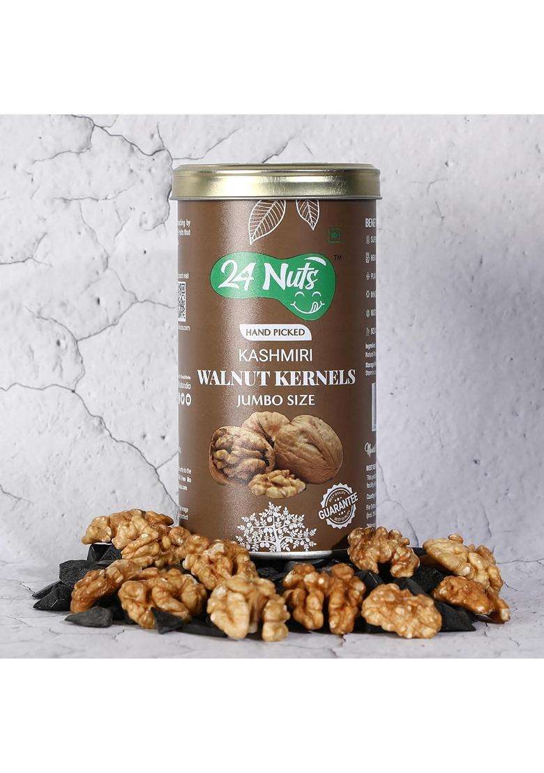 24 Nuts Hand Picked Jumbo Size California Almonds Kashmiri Walnut Kernels Combo Pack 450Gm 250G X 1 200G X 1 - Indya