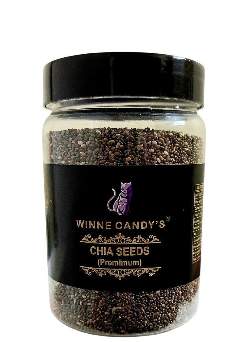 Winne Candys Premium Chia Seeds 200G Raw Natural Rich In Omega3 Fiber Protein Superfood For Weight Loss Energy Digestion Resealable Jar Vegan Glutenfr - Indya