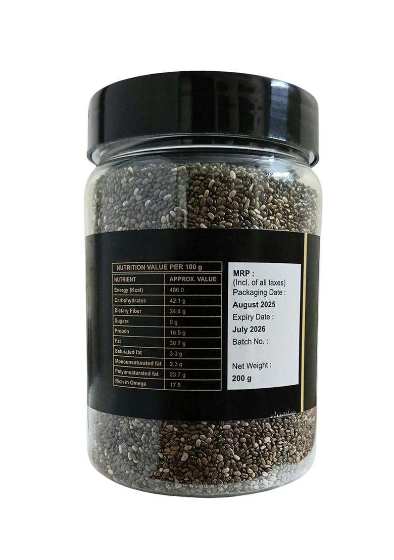 Winne Candys Premium Chia Seeds 200G Raw Natural Rich In Omega3 Fiber Protein Superfood For Weight Loss Energy Digestion Resealable Jar Vegan Glutenfr - Indya