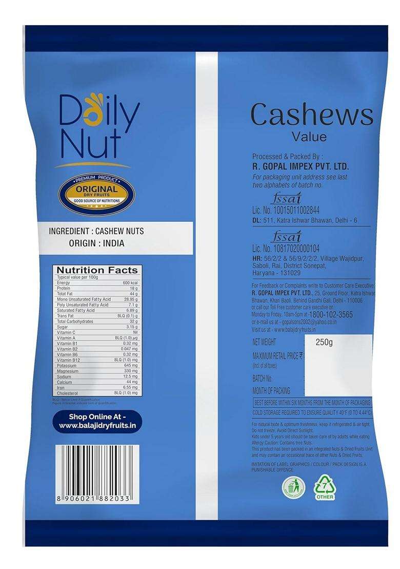Nutbasket Premium Cashew Dry Fruits Large Size Kaju Rich In Omega3 Cashews Delightful Snack Without Shell Brain Food 1000G - Indya