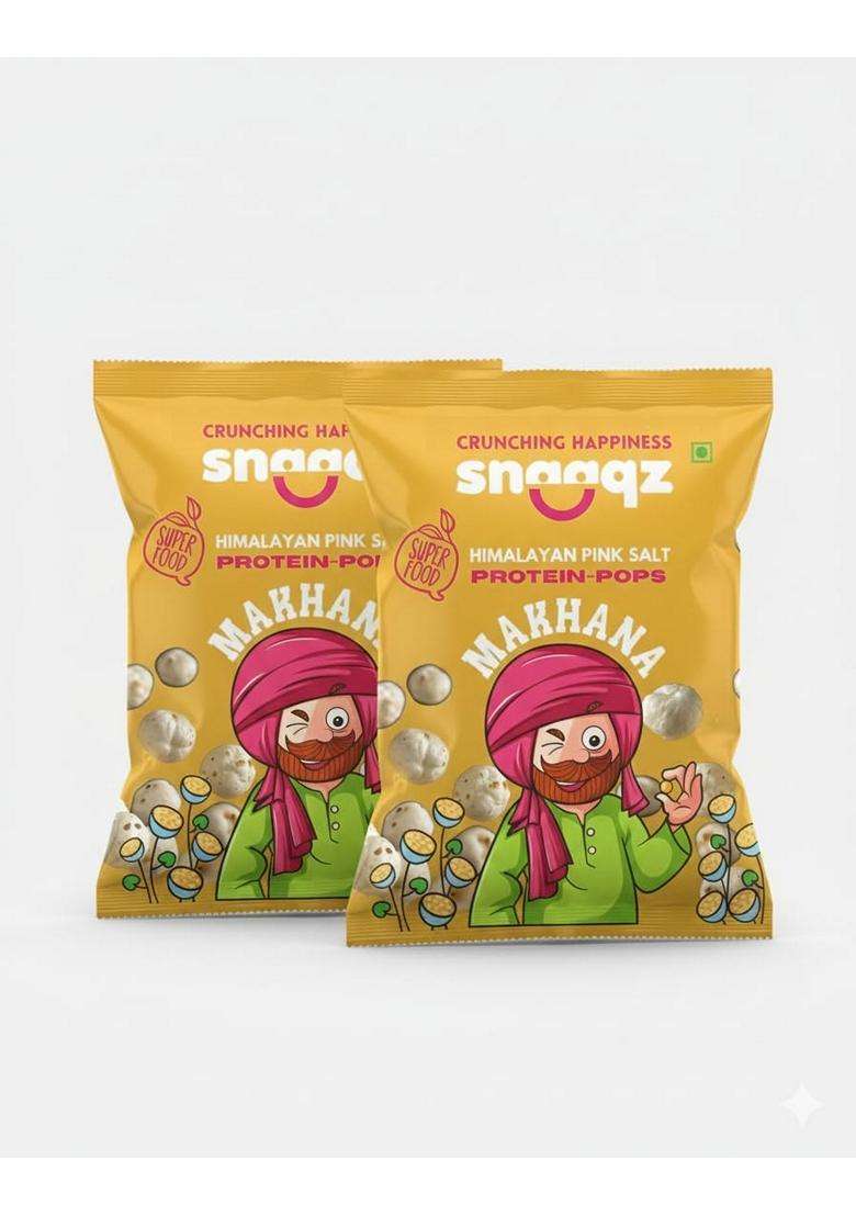 Snaaqz Himalayan Pink Salt Makhana Roasted Fox Nuts Light Crunchy Snack No Oil No Preservatives 30G Pack Pack Of 2 Gluten Free Anti Oxidants Msg Free - Indya