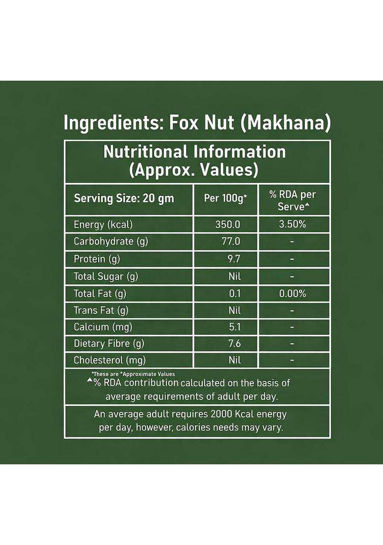 Tashi Naturals Makhana Puffed Snack 250G - Indya