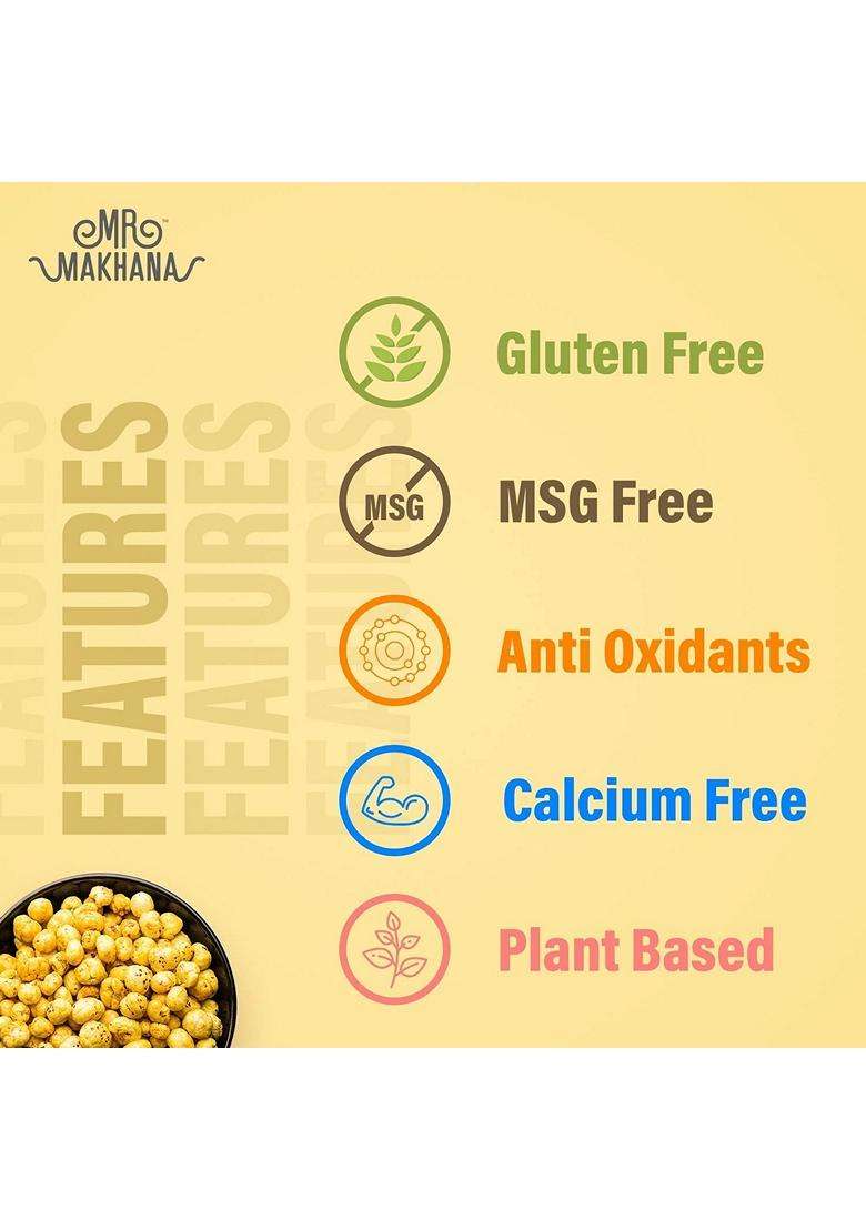 Mr Makhana Roasted Makhana Foxnuts Cream Onion Lime Chilli Piri Piri Paradise Pack Of 3X55 Gm Gluten Free Msg Free Roasted In Olive Oil Rich Calcium - Indya