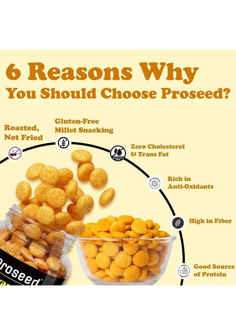 Proseed Jowar Puffs Cheese And Cream Onion 150g x 2 Packs Total 300g Slow Roasted And 100% Veg No Refined Flour Sugar And Trans-Fat Gluten Free No Palm Oil Healthy Millet Snacks - Indya
