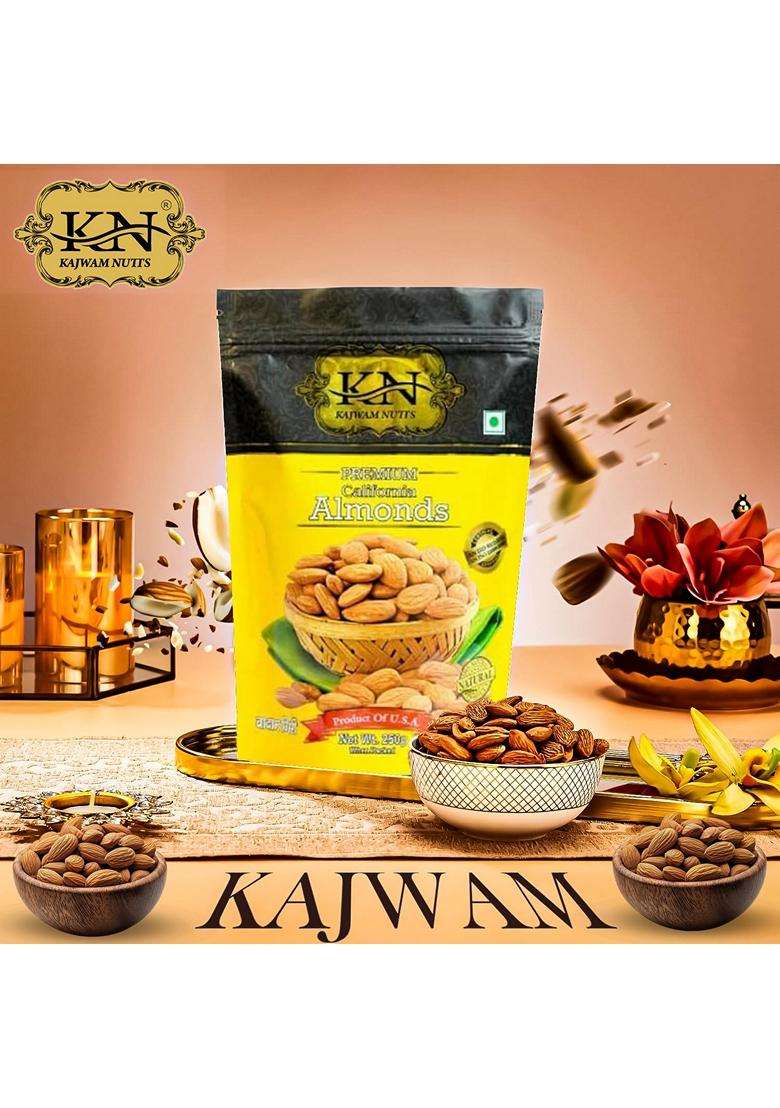 Kajwam Nutts Premium California Almond Badam Giri Np 250 Gram High In Fiber And Boost Immunity Natural Badam Giri Gluten Free Pack Of 1 - Indya