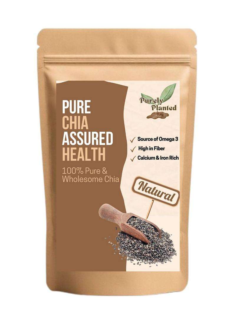 Purely Planted Chia Seeds 500G Raw Unpolished Superfood High Fibre Plant Protein Rich In Omega3 Glutenfree Veganfriendly Premium Edible Seeds For Weig - Indya